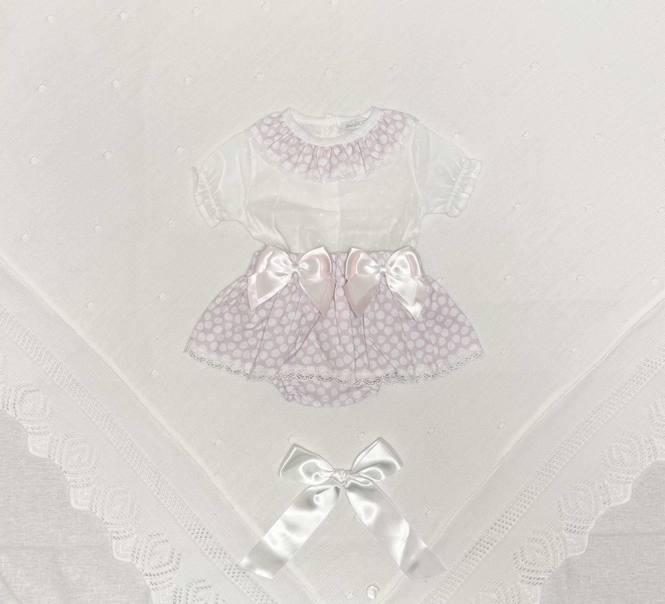 Baby jentesett med sløyfer og blonde - Bilde 2