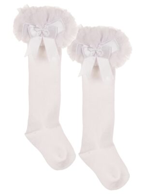 Strømper med Tyll og Satengsløyfe