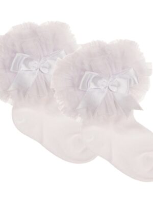 Babysokker med tyll og satengsløyfe