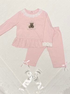 Todelt i kordfløyel med bamsemotiv