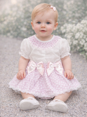 Baby jentesett med sløyfer og blonde