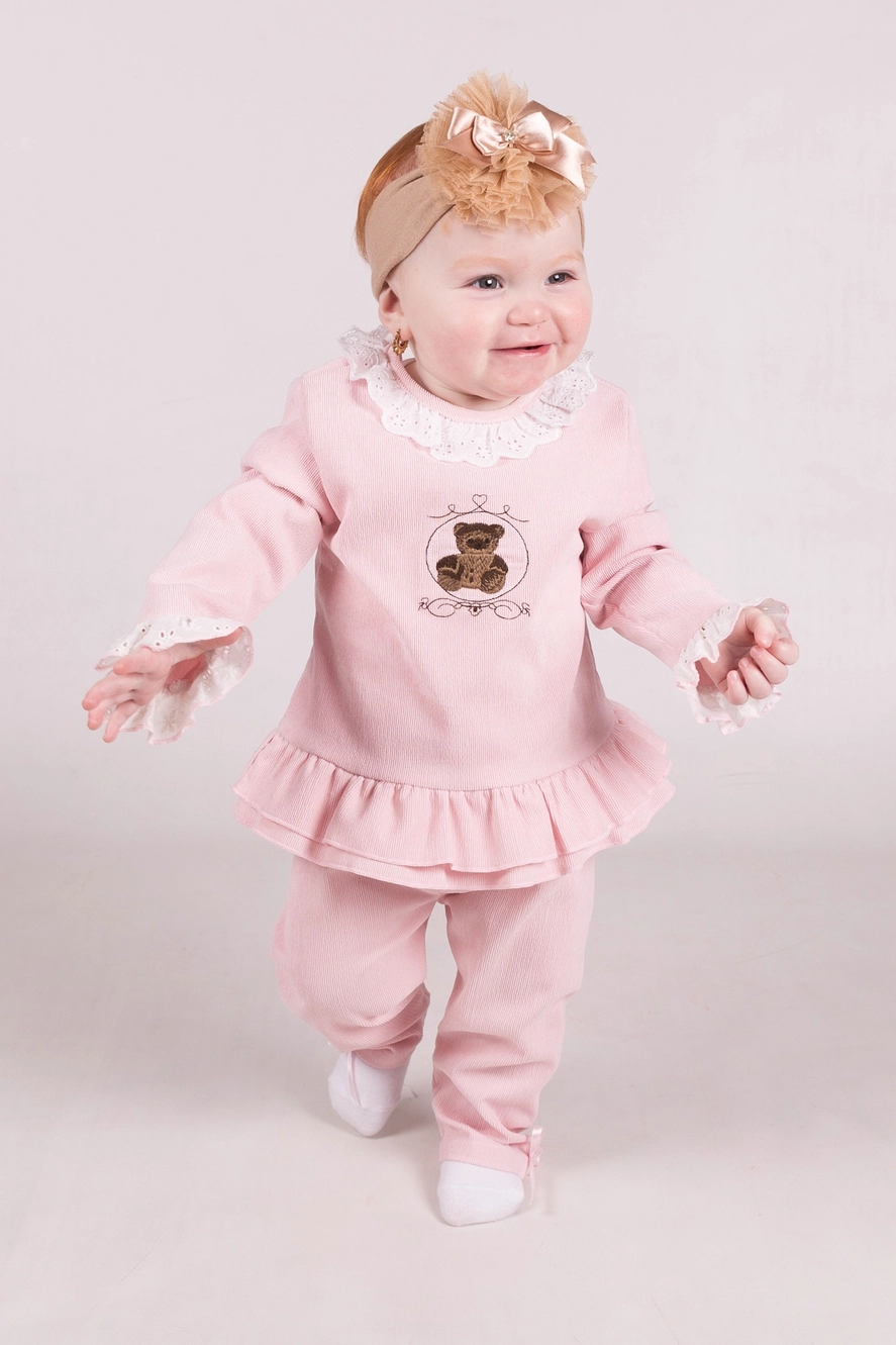 Todelt i kordfløyel med bamsemotiv - Bilde 2