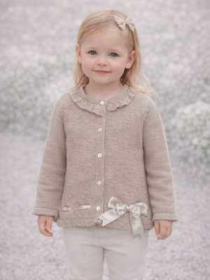 Jakke med silkesløyfe, beige