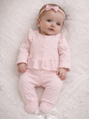 Babyheldress i 100% Bomull med Volangdetaljer – Rosa