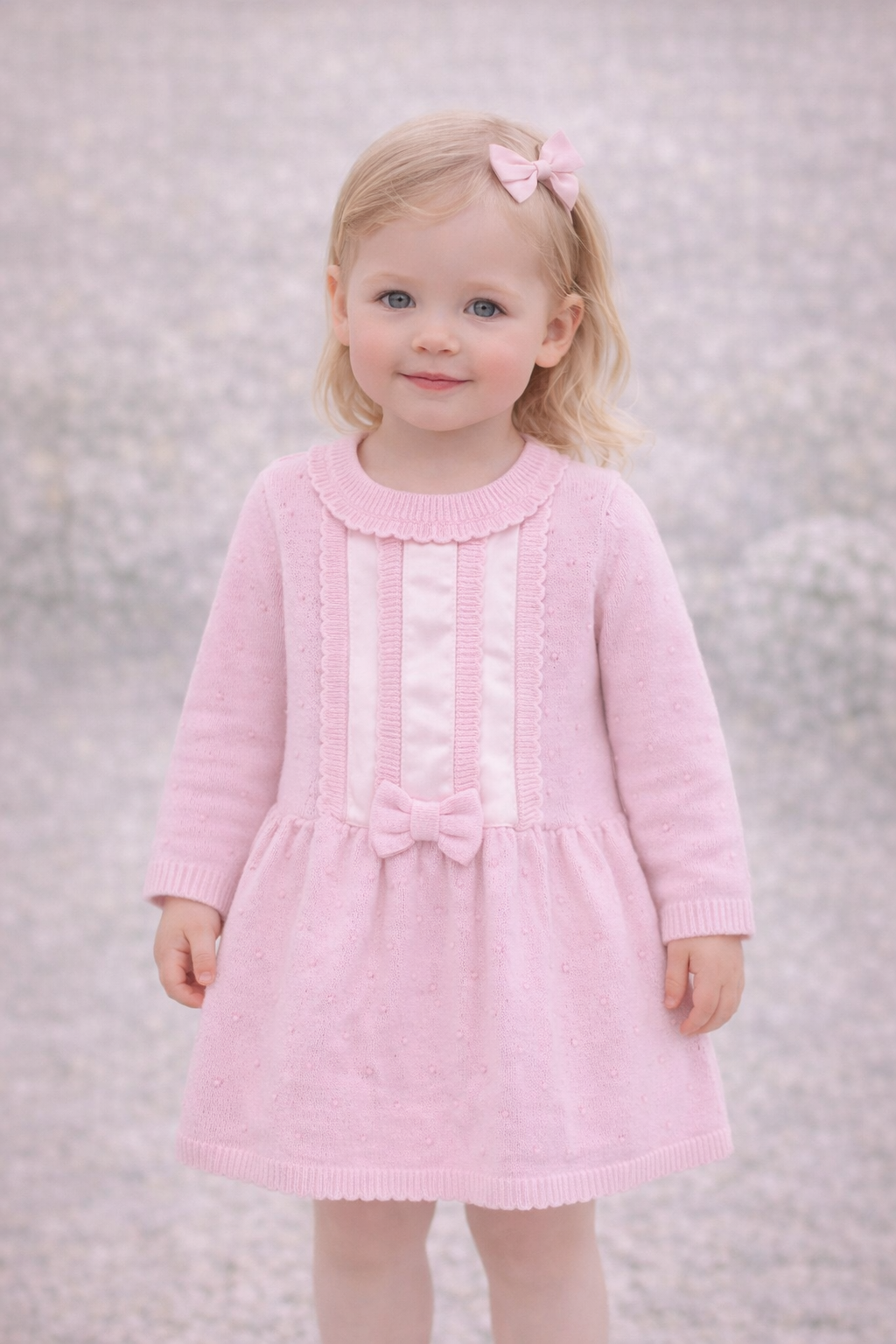 Kjole med hvite detaljer og sløyfe