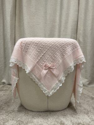 Babyteppe med Sløyfe og Blondekant 110x110 cm