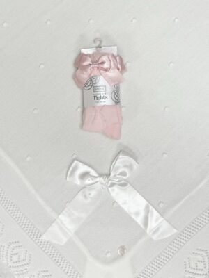 Strømpebukse med sløyfe, lys rosa