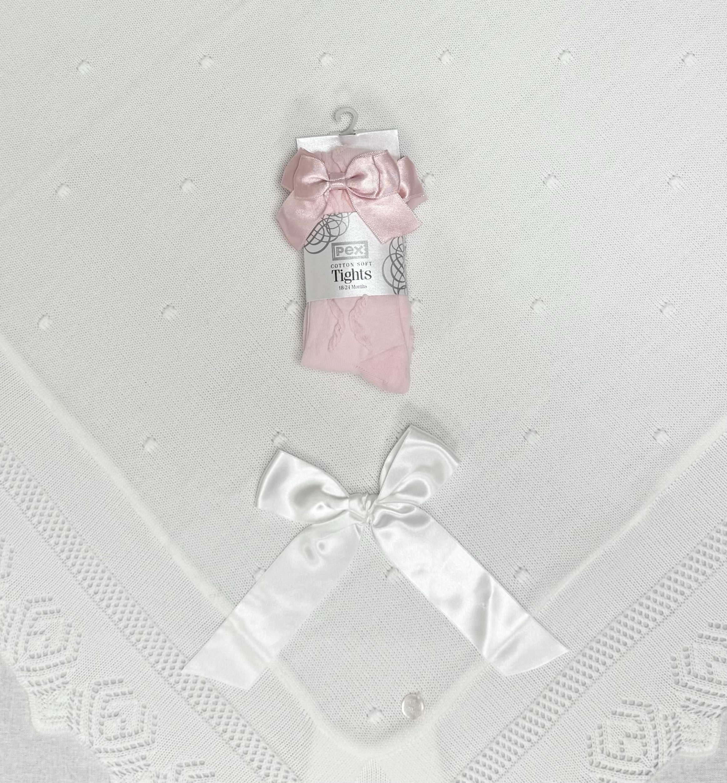Strømpebukse med sløyfe, lys rosa