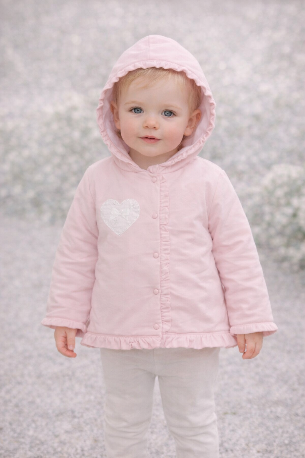 Rosa jakke med hette