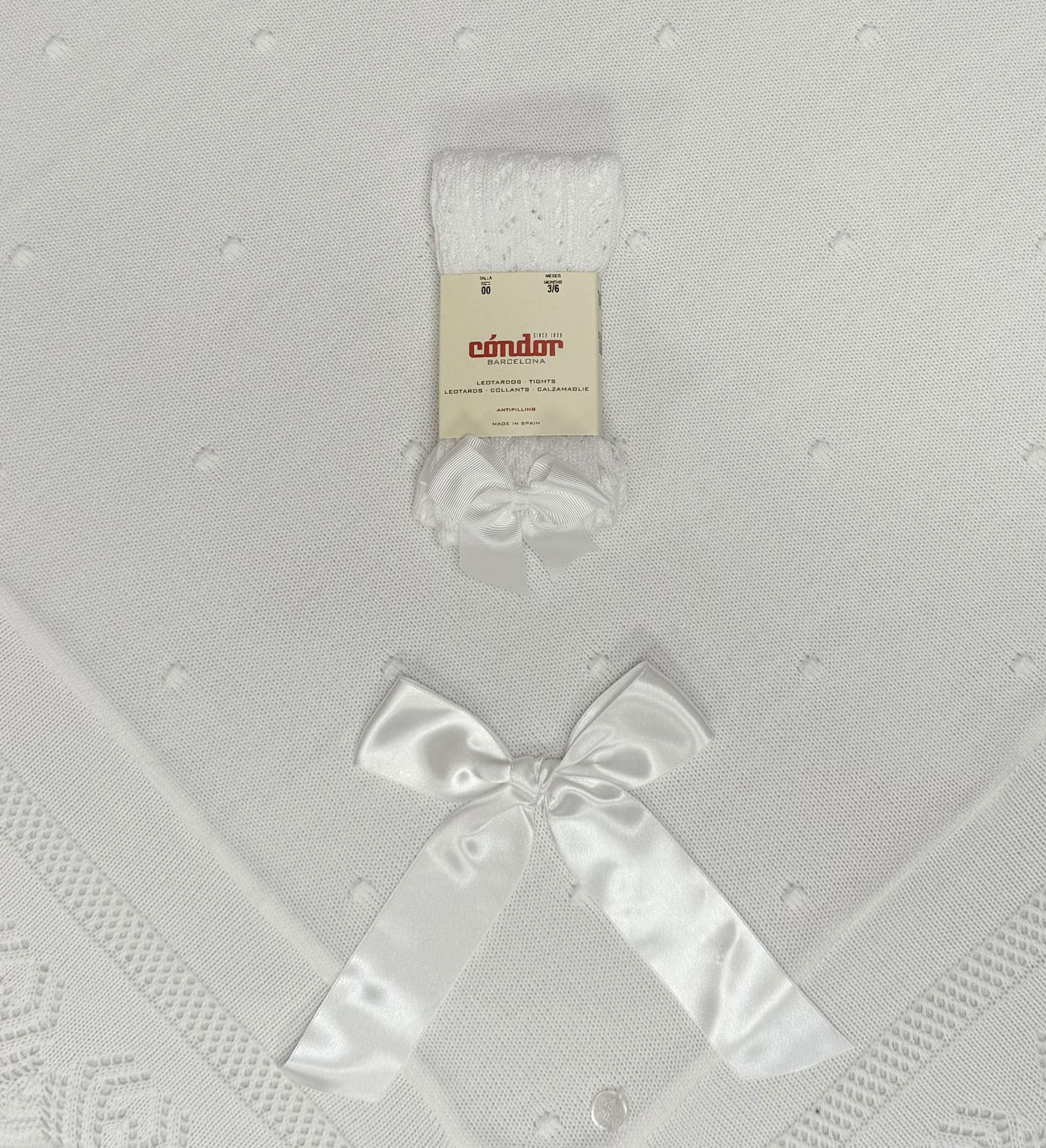 Cóndor strømpebukse med hullmønster og sløyfe - Bilde 3