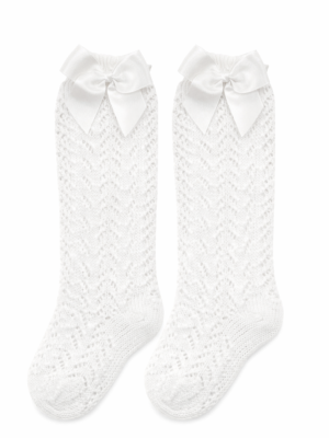 Knestrømper med hullmønster og sløyfe - Cóndor